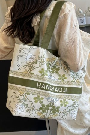 Large Capacity Jacquard Canvas Tote Bag for Women - Versatile Summer Shoulder Handbag for Commuting & Everyday Style 2025