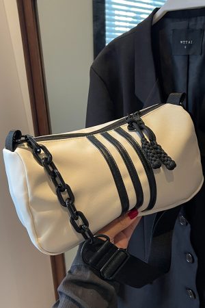 Large Capacity Minimalist Striped Shoulder Bag for Women - Versatile Casual Travel Underarm Bag, 2025 Trendy Fashion