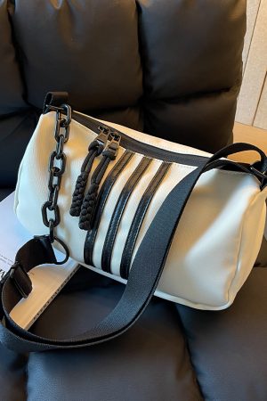 Large Capacity Minimalist Striped Shoulder Bag for Women - Versatile Casual Travel Underarm Bag, 2025 Trendy Fashion