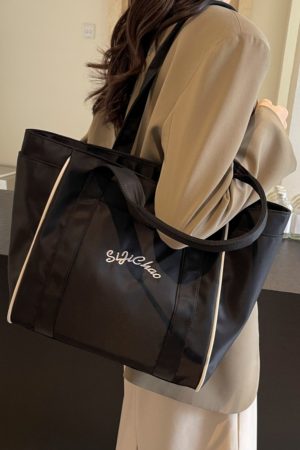 Large Capacity Nylon Tote Bag for Women, 2025 Spring/Summer Shoulder Bag for College, Commuting, and Classes