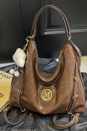 Large Capacity Retro Tote Bag for Women - Casual Multifunctional Commuter Backpack & Crossbody Travel Bag