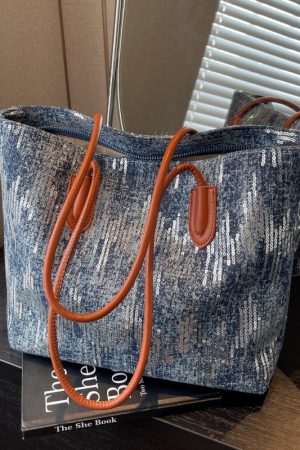 Large Capacity Sequin Denim Tote Bag for Women - Stylish Shoulder Bag for Spring 2025, Perfect for Commuting and Daily Use