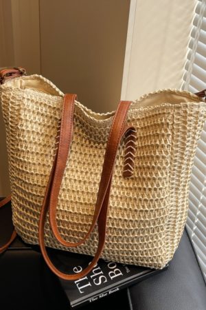 Large Capacity Straw Woven Tote Bag for Women - 2025 Commuter Shoulder Crossbody Bag for Beach and Vacation