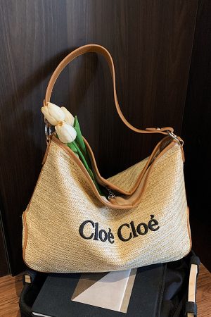 Large Capacity Straw Woven Tote Bag for Women - Summer 2025 Lazy Vacation Style, Simple Design, Eco-Friendly Fashion