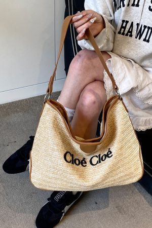 Large Capacity Straw Woven Tote Bag for Women - Summer 2025 Lazy Vacation Style, Simple Design, Eco-Friendly Fashion