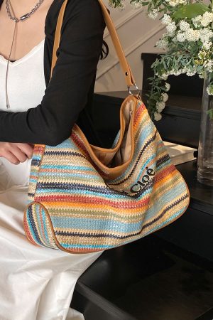 Large Capacity Straw Woven Tote Bag for Women - Summer 2025 Lazy Vacation Style, Simple Design, Eco-Friendly Fashion
