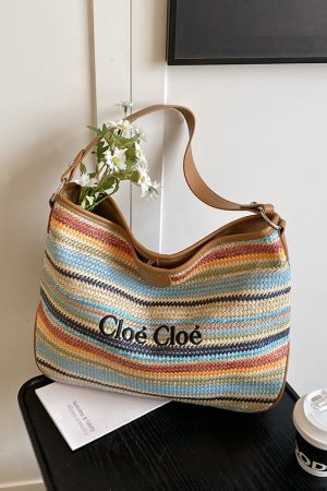 Large Capacity Straw Woven Tote Bag for Women - Summer 2025 Lazy Vacation Style, Simple Design, Eco-Friendly Fashion