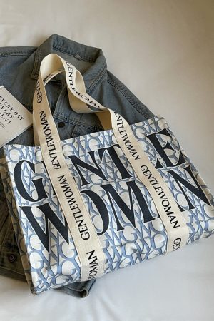 Large Capacity Women's Canvas Tote Bag - Stylish Letter Print Shoulder Bag for Shopping, Commuting, and Outings 2025