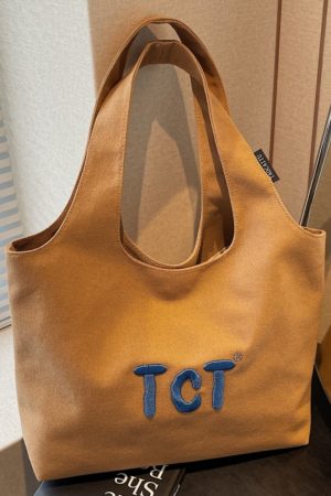 Large Capacity Women's Canvas Tote Bag 2025 - Embroidered Letter Design, Versatile Commuting Underarm Bag, Niche Style