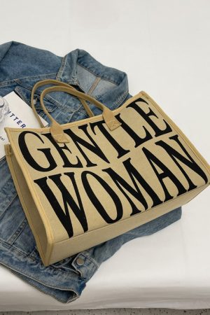 Large Capacity Women's Canvas Tote Bag for Spring & Summer, Stylish Shopping Bag, Perfect for Commuting & Short Trips