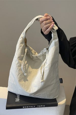 Large Capacity Women's Drawstring Cloth Shoulder Bag - 2025 Summer Fashion Tote for Commuting and Everyday Use