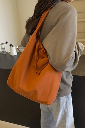 Large Capacity Women's Drawstring Cloth Shoulder Bag - 2025 Summer Fashion Tote for Commuting and Everyday Use