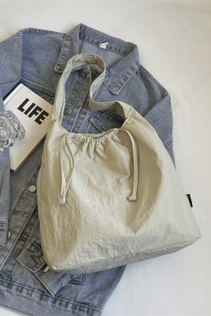 Large Capacity Women's Drawstring Cloth Shoulder Bag - 2025 Summer Fashion Tote for Commuting and Everyday Use