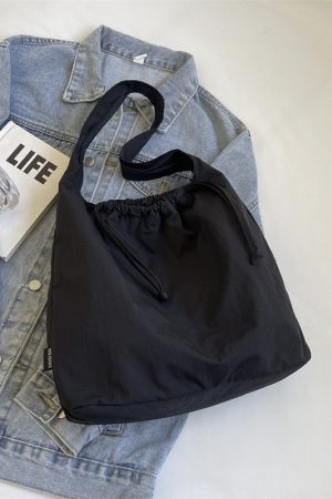 Large Capacity Women's Drawstring Cloth Shoulder Bag - 2025 Summer Fashion Tote for Commuting and Everyday Use