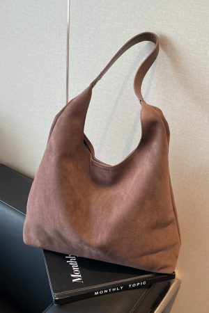 Large Capacity Women's Suede Tote Handbag - Vintage Style 2025 Summer Shoulder Bag for Class and Commuting