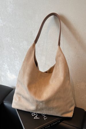Large Capacity Women's Suede Tote Handbag - Vintage Style 2025 Summer Shoulder Bag for Class and Commuting