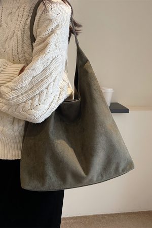 Large Capacity Women's Suede Tote Handbag - Vintage Style 2025 Summer Shoulder Bag for Class and Commuting