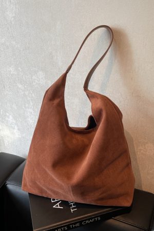 Large Capacity Women's Suede Tote Handbag - Vintage Style 2025 Summer Shoulder Bag for Class and Commuting