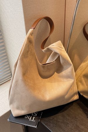 Large Capacity Women's Suede Tote Handbag - Vintage Style 2025 Summer Shoulder Bag for Class and Commuting