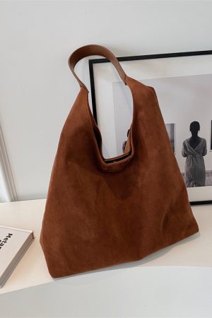 Large Capacity Women's Suede Tote Handbag - Vintage Style 2025 Summer Shoulder Bag for Class and Commuting