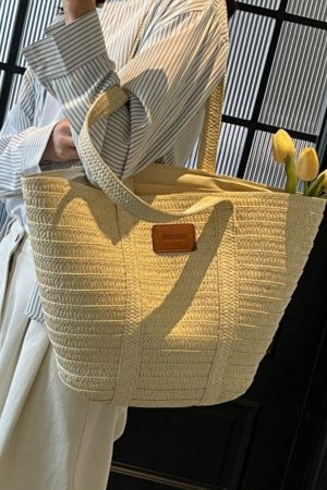 Large Capacity Woven Bucket Bag for Women - Versatile Straw Tote for Beach Vacations & Commuting, 2025 Fashion Essential