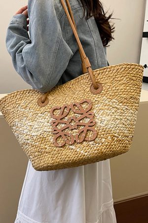Large Capacity Woven Straw Bag - Casual Versatile Shoulder Bag for Beachside Vacations - 2025 Fashion Trend