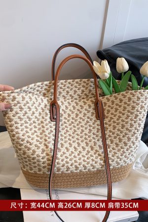 Large Capacity Woven Straw Bag - Casual Versatile Shoulder Bag for Beachside Vacations - 2025 Fashion Trend