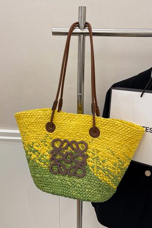 Large Capacity Woven Straw Bag - Casual Versatile Shoulder Bag for Beachside Vacations - 2025 Fashion Trend