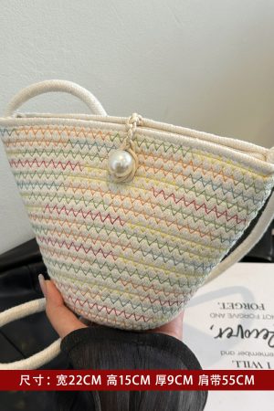 Large Capacity Woven Straw Bag - Casual Versatile Shoulder Bag for Beachside Vacations - 2025 Fashion Trend
