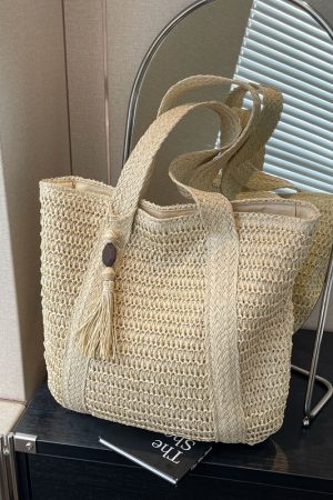 Large Capacity Woven Straw Beach Bag for Women - Autumn 2025 Shoulder Tote Handbag, Perfect for Vacations and Everyday Use