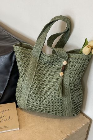 Large Capacity Woven Straw Beach Bag for Women - Autumn 2025 Shoulder Tote Handbag, Perfect for Vacations and Everyday Use