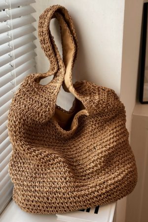 Large Capacity Woven Straw Tote Bag for Women - 2025 Lazy Style Shoulder Underarm Bag for Beach Vacations