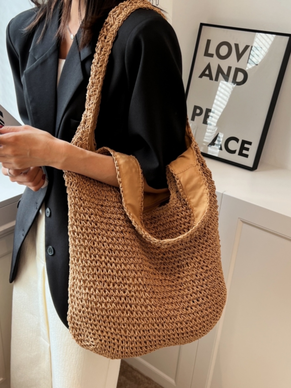 Large Capacity Woven Straw Tote Bag for Women - 2025 Lazy Style Shoulder Underarm Bag for Beach Vacations Large Capacity Woven Straw Tote Bag for Women - 2025 Lazy Style Shoulder Underarm Bag for Beach Vacations
