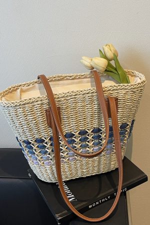 Large Capacity Woven Straw Tote Bag for Women - Perfect for Beach Vacations and Commuting, 2025 Trendy Summer Style