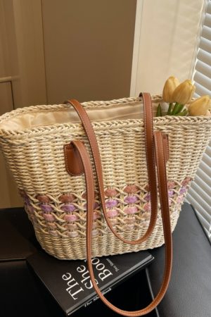 Large Capacity Woven Straw Tote Bag for Women - Perfect for Beach Vacations and Commuting, 2025 Trendy Summer Style