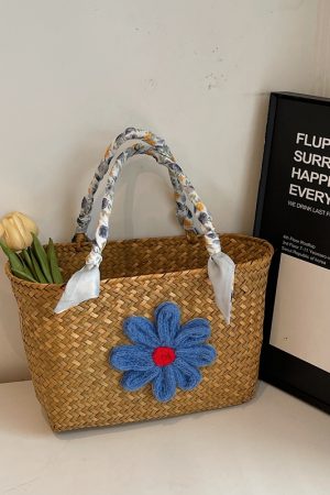 Large Capacity Woven Straw Tote Bag for Women - Stylish Bamboo Handle Beach Bag and Shopping Basket for Summer 2025