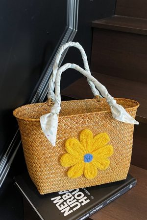 Large Capacity Woven Straw Tote Bag for Women - Stylish Bamboo Handle Beach Bag and Shopping Basket for Summer 2025