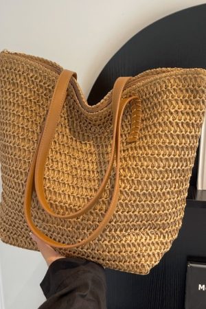 Large Capacity Woven Straw Tote Bag for Women - Summer Commuting, Beach Vacation, Stylish Shoulder Bag 2025