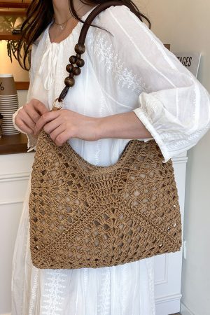 Large Capacity Woven Tote Bag - Simple Casual Straw Beach Bag for Women - 2025 Summer Vacation Essential