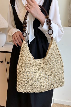 Large Capacity Woven Tote Bag - Simple Casual Straw Beach Bag for Women - 2025 Summer Vacation Essential