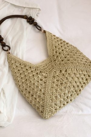 Large Capacity Woven Tote Bag - Simple Casual Straw Beach Bag for Women - 2025 Summer Vacation Essential