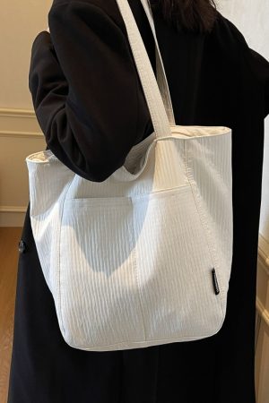 Large Capacity Wrinkled Canvas Tote Bag for Women - Summer 2025 Commuter Shoulder Bag in Korean Lazy Style