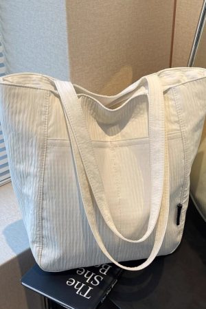 Large Capacity Wrinkled Canvas Tote Bag for Women - Summer 2025 Commuter Shoulder Bag in Korean Lazy Style