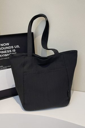 Large Capacity Wrinkled Canvas Tote Bag for Women - Summer 2025 Commuter Shoulder Bag in Korean Lazy Style