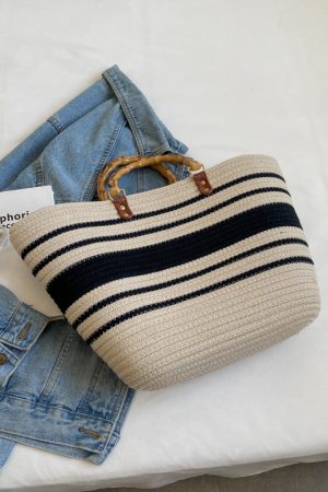 Large Capacity Yarn Knitted Tote Bag for Women - 2025 Spring Summer Fashion Vegetable Basket Straw Bag