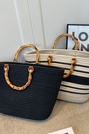 Large Capacity Yarn Knitted Tote Bag for Women - 2025 Spring Summer Fashion Vegetable Basket Straw Bag