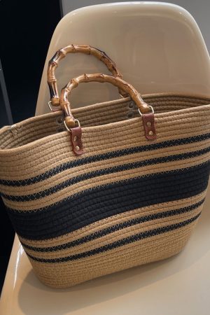 Large Capacity Yarn Knitted Tote Bag for Women - 2025 Spring Summer Fashion Vegetable Basket Straw Bag