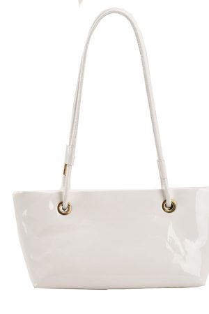 Large Shiny Patent Leather Single Shoulder Tote Bag for Women - Stylish High-End Commuting Bag for Spring Summer 2025