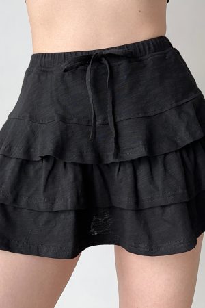 Layered Lace Tie A-Line Mini Skirt - Summer Cake Skirt in European & American Style, Trendy Y2K Fashion