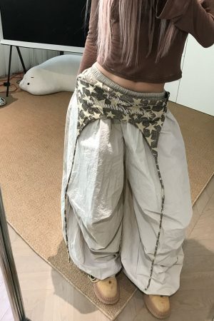 Layered Tie-Up Cargo Pants for Men and Women, Loose Casual Pleated Wide-Leg Design, Trendy American Style Fashion